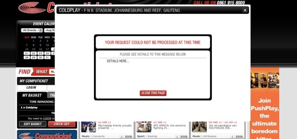 Computicket error message Computicket error message