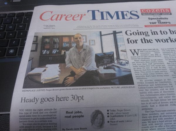 Cape Times headline Cape Times headline
