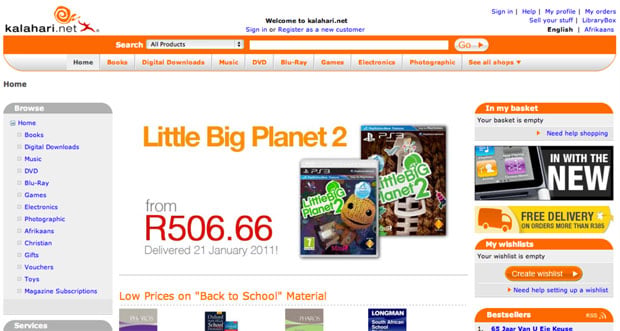 Kalahari.com home page - old Kalahari.com home page - old